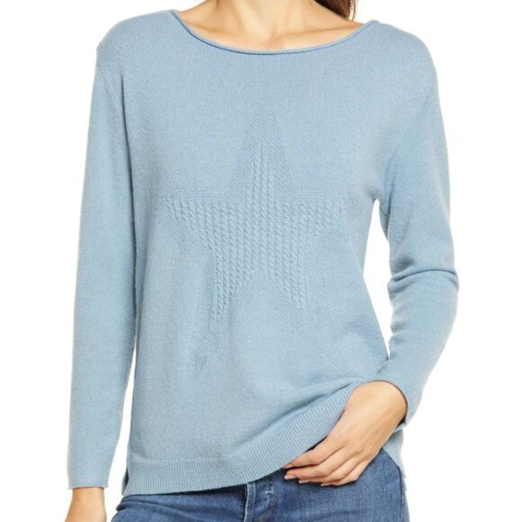 Wit & Wisdom Sweater Boatneck Cable Knit Sweater Stone Blue Casual Knit Comfy - Picture 1 of 10